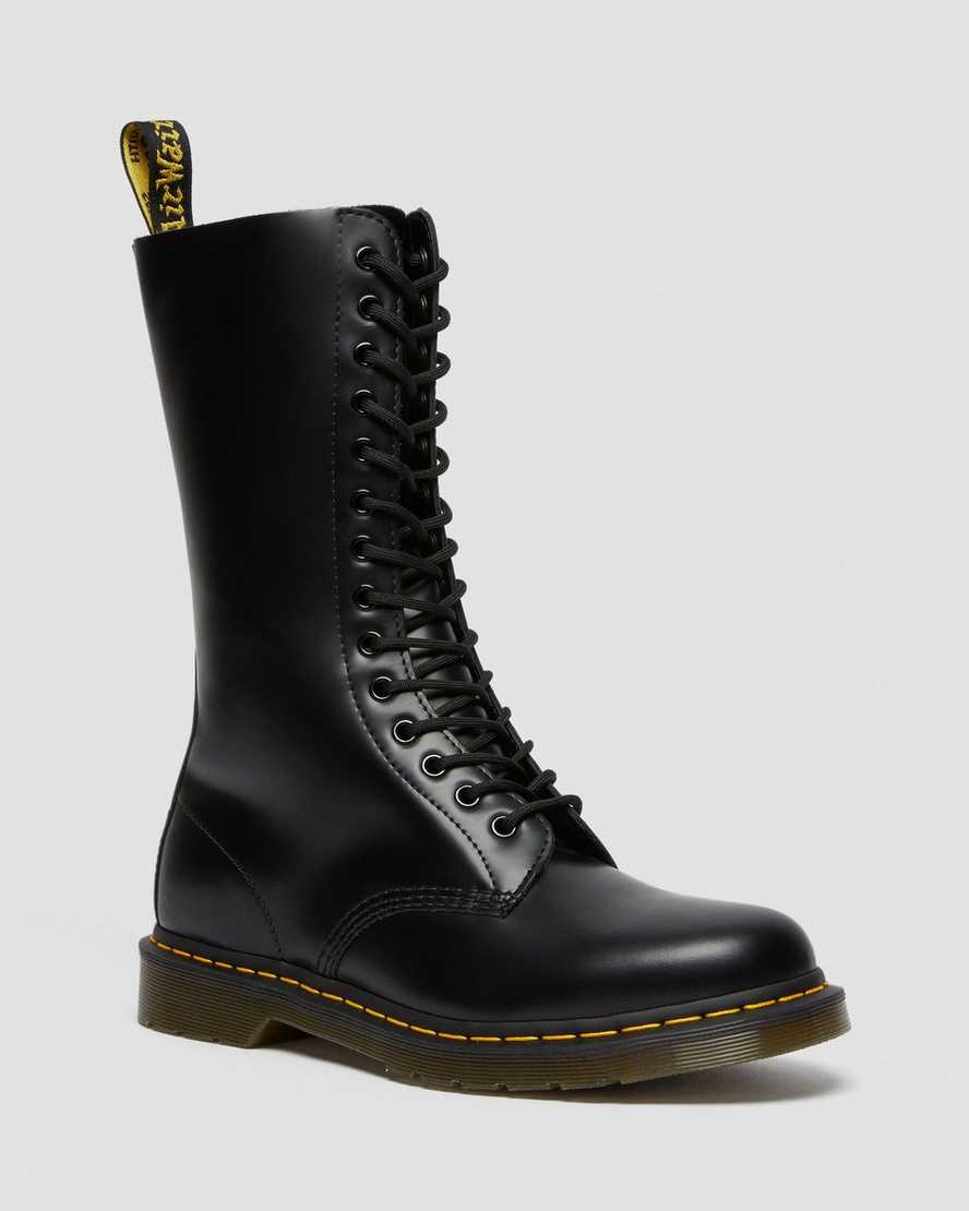 Dr. Martens 1914 Smooth Lær Tall Lange Støvler Dame Svart [5736IRFMV]